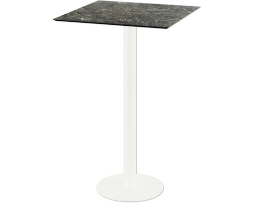 Table haute avec plateau carré et pied central