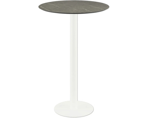 Table haute avec plateau rond et pied central