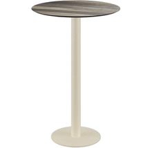 Table haute avec plateau rond et pied colonne