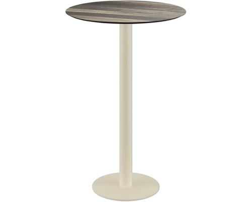 Table haute avec plateau rond et pied colonne
