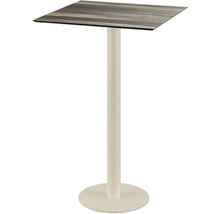 Table haute avec plateau de table carré et cadre en métal