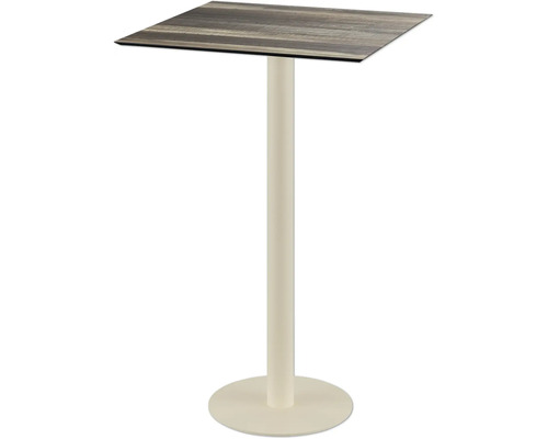 Table haute avec plateau de table carré et cadre en métal