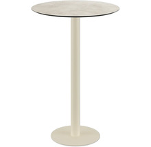 Table haute avec plateau rond et pied central