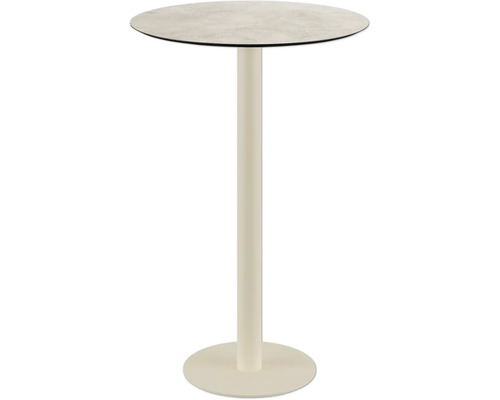 Table haute avec plateau rond et pied central
