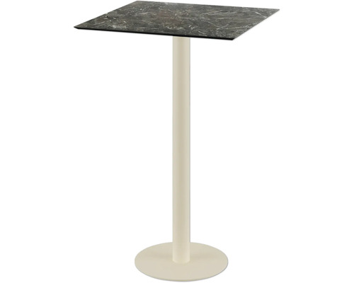 Table haute avec plateau carré et pied central