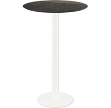 Guéridon rond avec plateau en bois et colonne en métal