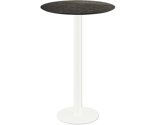 Guéridon rond avec plateau en bois et colonne en métal