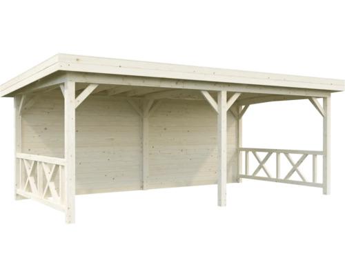 Abri de voiture en bois avec toit plat