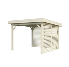 Holzpergola mit Lamellenwand für den Aussenbereich