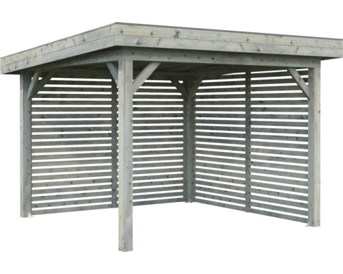 Carport en bois avec parois à lamelles