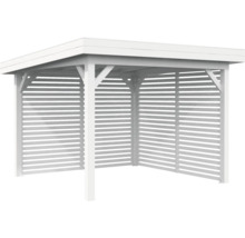 Pavillon autoportant avec murs à lamelles