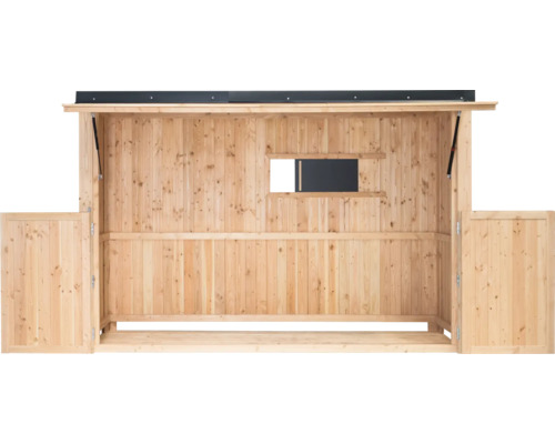 Holzunterstand mit Fenster und Türen