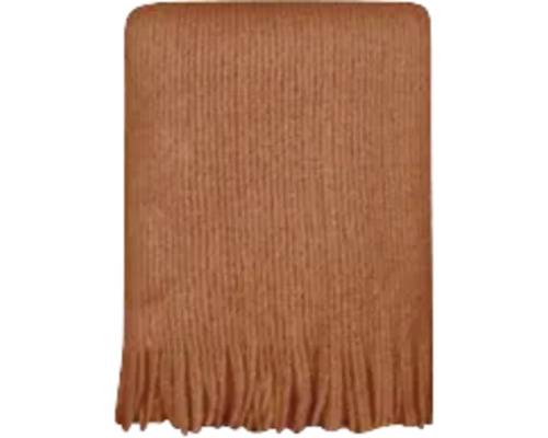 Wohndecke Pulli terra 130x170 cm Braune Sofadecke mit Fransen