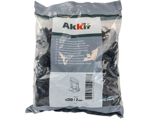 Packung Akkit Nivelliersystem Zuglaschen, 2 Millimeter, Inhalt 250 Stück