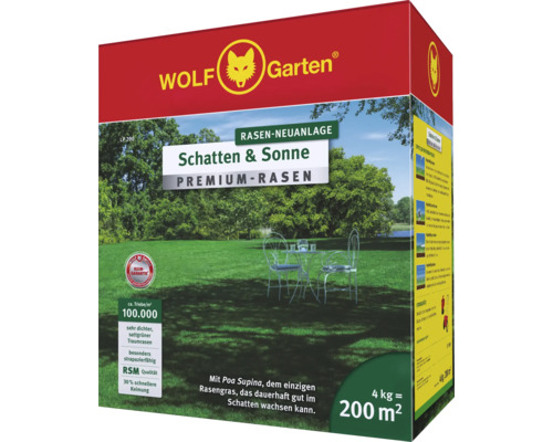 Semences de gazon WOLF-Garten Premium Ombre Soleil LP200 4 kg / 200 m²