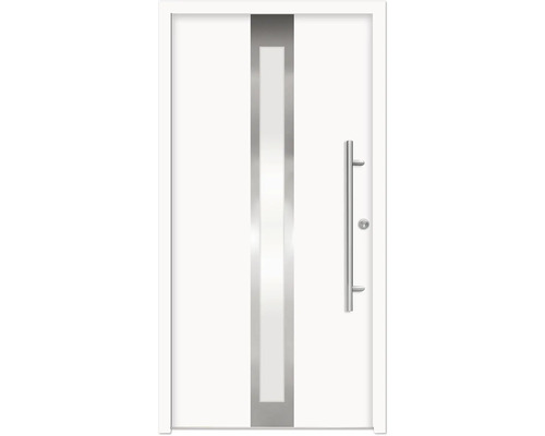 Splendoor Haustür ATHENE Aluminium 1100x2100 mm NCS S 0500-N Weiß DIN Rechts (nach innen öffnend) inkl. Beschlagset und Profilzylinder mit 6 Schlüssel Weiße Haustür mit Glaseinsatz und Griff