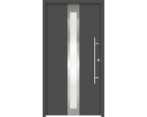 Moderne Haustür mit Glaseinsatz und Edelstahlgriff