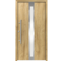 Porte d''entrée en bois avec insert en verre et poignée