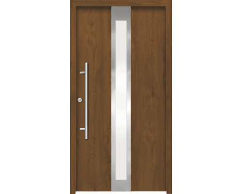 Holztür mit Glaseinsatz und Metallgriff