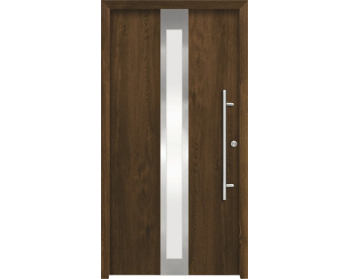 Holztür mit Glaseinsatz und Griff