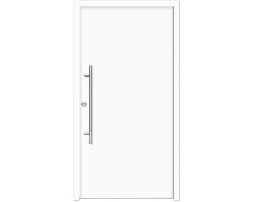 Splendoor Haustür APOLLON Aluminium 1100x2100 mm NCS S 0500-N Weiß DIN Rechts (nach innen öffnend) inkl. Beschlagset und Profilzylinder mit 6 Schlüssel Weiße Wohnungseingangstür mit Edelstahlgriff