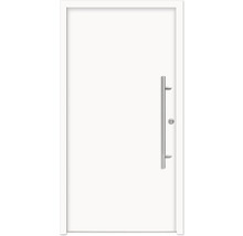 Porte d''entrée blanche avec poignée en acier inoxydable