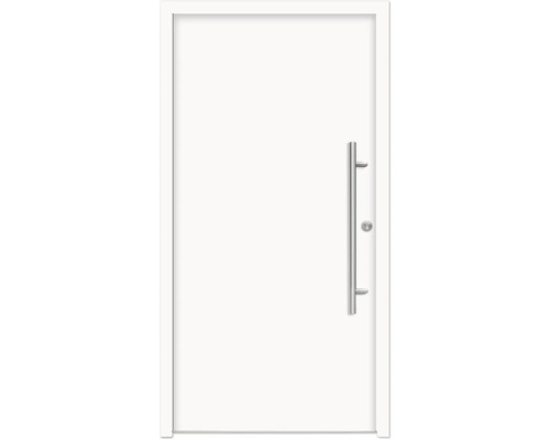 Porte d''entrée blanche avec poignée en acier inoxydable