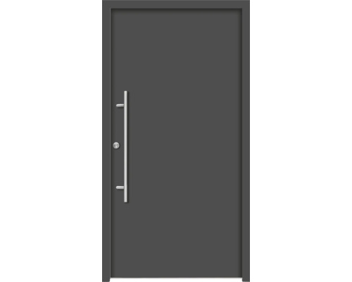 Splendoor Haustür APOLLON Aluminium 1100x2100 mm Anthrazitgrau DIN Rechts (nach innen öffnend) inkl. Beschlagset und Profilzylinder mit 6 Schlüssel Graue Haustür mit Griff