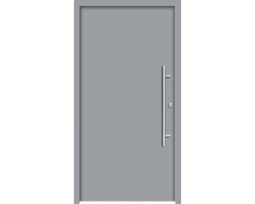 Splendoor Haustür APOLLON Aluminium 1100x2100 mm NCS S 6502-B (Grau) DIN Links (nach innen öffnend) inkl. Beschlagset und Profilzylinder mit 6 Schlüssel Graue Haustür mit Edelstahlgriff