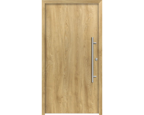 Porte en bois avec poignée métallique