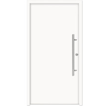 Porte d''entrée blanche avec poignée en acier inoxydable