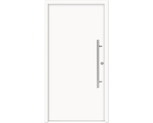 Porte d''entrée blanche avec poignée en acier inoxydable