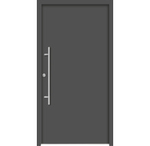 Porte d''entrée grise avec poignée en acier inoxydable