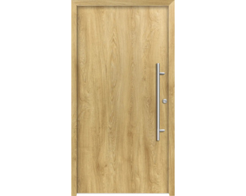 Holztür mit Metallgriff