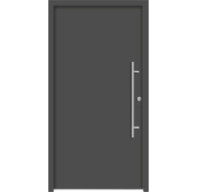 Porte d''entrée grise avec poignée et serrure