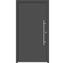Porte d''entrée grise avec poignée en métal