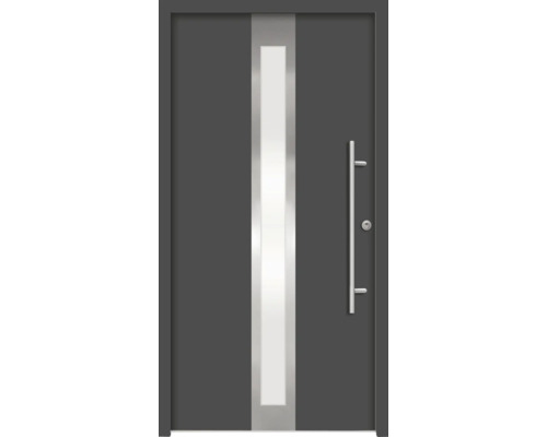 Splendoor Haustür ATHENE Aluminium 1000x2100 mm Anthrazitgrau DIN Links (nach innen öffnend) RC 2 inkl. Beschlagset und Profilzylinder mit 3 Schlüssel Graue Haustür mit Lichtausschnitt und Griff