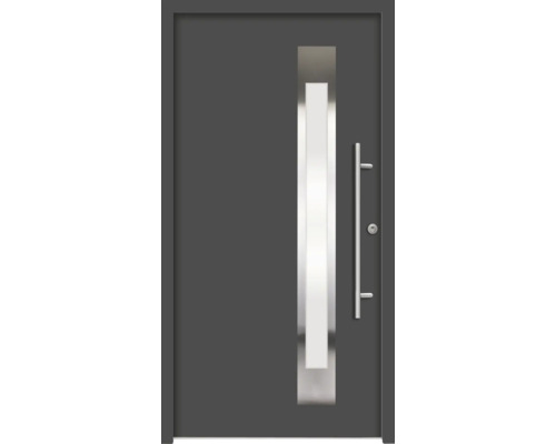 ARON Haustür B19 Aluminium 1000x2100 mm Anthrazitgrau DIN Rechts (nach innen öffnend) RC 2 inkl. Beschlagset und Profilzylinder mit 3 Schlüssel Haustür mit Glaseinsatz und Griff