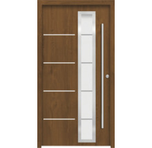 Haustür mit Glaseinsatz und horizontalen Zierelementen