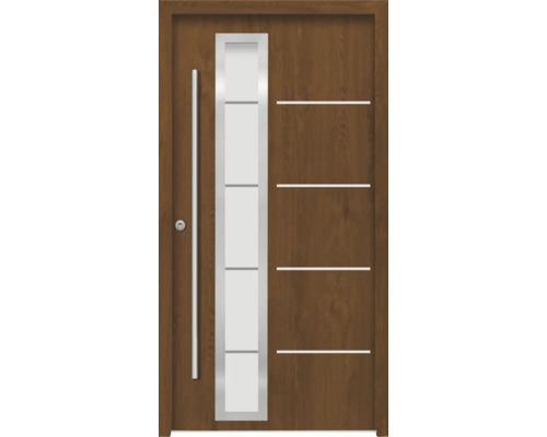 Haustür mit Glaseinsatz und Edelstahlgriff