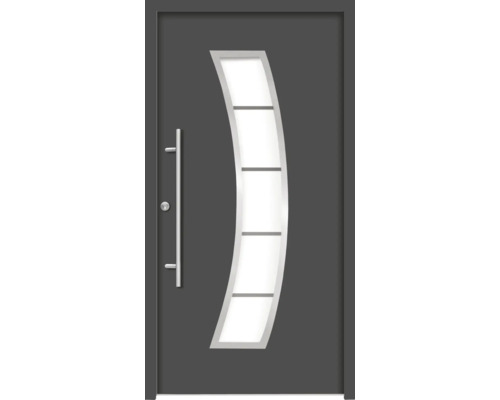 Moderne Haustür mit Glaseinsatz und Edelstahlgriff