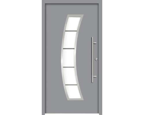 Splendoor Haustür HERMES Aluminium 1000x2100 mm NCS S 6502-B (Grau) DIN Links (nach innen öffnend) inkl. Beschlagset und Profilzylinder mit 6 Schlüssel Graue Haustür mit Glaseinsatz und Edelstahlgriff