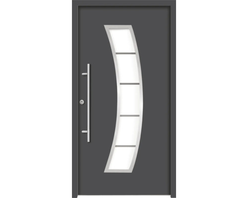 Haustür mit Glaseinsatz und Edelstahlgriff