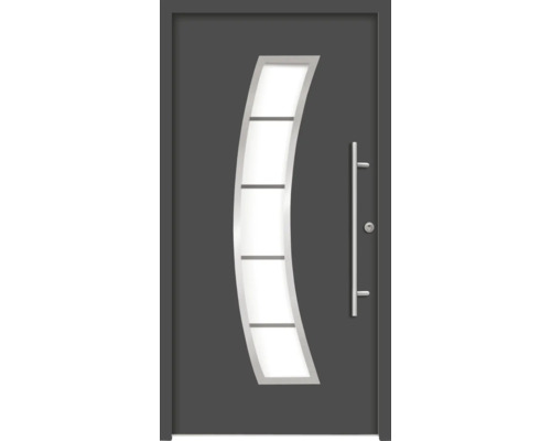 Splendoor Haustür HERMES Aluminium 1100x2100 mm Anthrazitgrau DIN Rechts (nach innen öffnend) RC 2 inkl. Beschlagset und Profilzylinder mit 3 Schlüssel Haustür mit Glaseinsatz und Griff