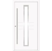 Porte d''entrée blanche avec fenêtre et poignée