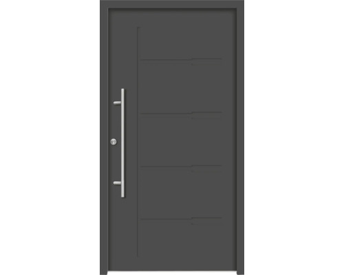Splendoor Haustür ZEUS Aluminium 1000x2100 mm Anthrazitgrau DIN Links (nach innen öffnend) inkl. Beschlagset und Profilzylinder mit 6 Schlüssel Graue Haustür mit Griff
