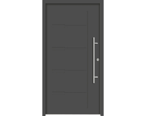 Splendoor Haustür ZEUS Aluminium 1100x2100 mm Anthrazitgrau DIN Rechts (nach innen öffnend) inkl. Beschlagset und Profilzylinder mit 6 Schlüssel Graue Haustür mit senkrechtem Griff