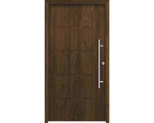 Holztür mit Metallgriff