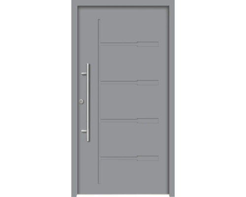 Graue Haustür mit Griff