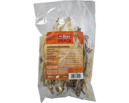 Hundesnack Mr. Beef Kaninchenohren 200 g Kauartikel Mr. Beef Snack Kaninchenohren, 200 Gramm